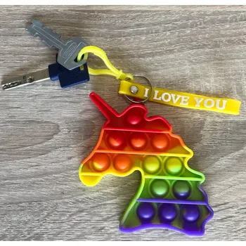 POP IT Pop It- klíčenka s poutkem Rainbow Jednorožec