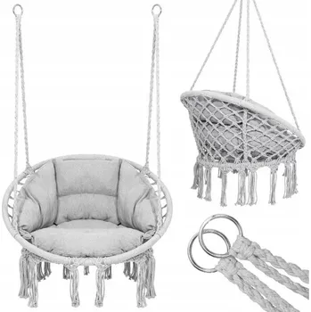 Zahradní houpačka Čápí hnízdo 80 cm s polštářem šedé