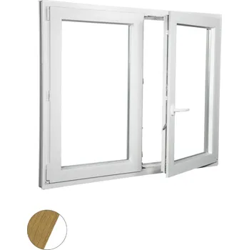 Okno ALUPLAST Plastové okno dvoukřídlé dekor/bílé 150x140 Barva: Přírodní dub/bílá, Otvírání: Pravé, Zasklení: Dvojsklo Ug= 1,1