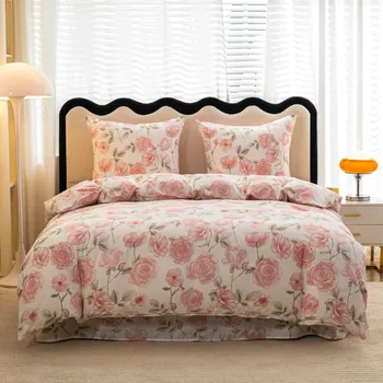 Povlečení Romantické bílé ložní prádlo s růžovými růžemi Šířka: 140 cm | Délka: 200 cm