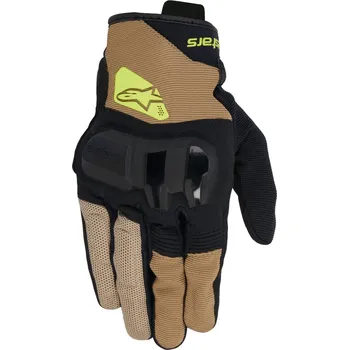 Moto rukavice Rukavice chrome v2, alpinestars (tmavá khaki/černá/žlutá, vel. m)