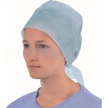 rouška Čepice bez potisku s úvazky, modrá, 100 ks