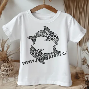 Trička s potiskem Tričko k vybarvení, dětské, Tančící DELFÍNI, 1 ks zvolte VELIKOST trička ZDE:: 11/12 let Beagle