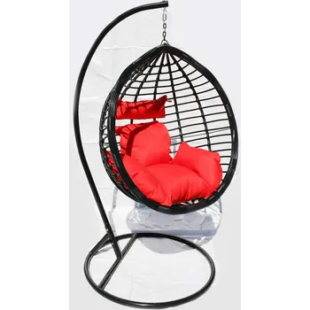 Závěsné křeslo TRENDIE Závěsné křeslo 04 černé s červenou poduškou