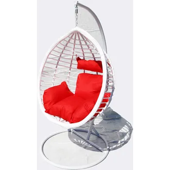 Závěsné křeslo TRENDIE Závěsné křeslo 04 bílé s červenou poduškou