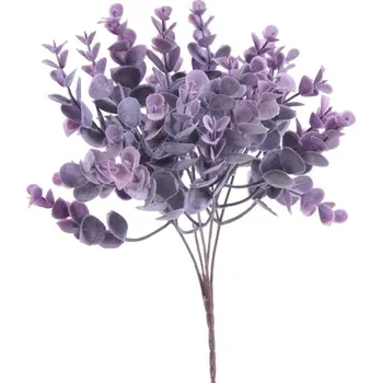 umělá květina Trs eukalyptus zaprášený - fialový