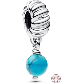 Přívěsek Charm Sterlingové stříbro 925 Mini medailon Tyrkysově zbarvený visací, přívěsek na náramek symbol