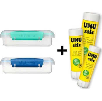 Svačinový box Krabička na sendvič 450 ml mix barev + balení lepidel 960221