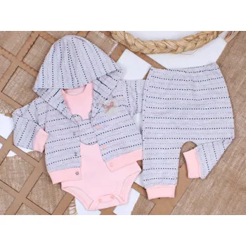 Kojenecká souprava Dívčí souprava – body, mikina a tepláky Mouse 74