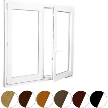 Okno ALUPLAST Plastové okno dvoukřídlé dekor/bílé 120x140 Otvírání: Pravé, Zasklení: Dvojsklo Ug= 1,1