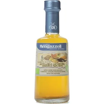 Ocet Mengazzoli jablečný ocet s kurkumou, zázvorem a černým pepřem (Aceto di Mele con curcuma, zenzero e pepe nero) BIO 250ml