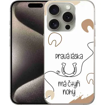 Pouzdro na mobilní telefon Gelový kryt mmCase na iPhone 15 Pro - koňský motiv bílé pozadí