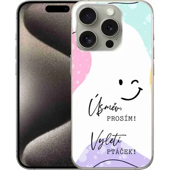 Pouzdro na mobilní telefon Gelový kryt mmCase na iPhone 15 Pro - vtipný text 4 bílé pozadí