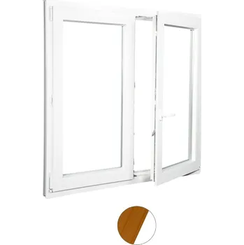 Okno ALUPLAST Plastové okno dvoukřídlé dekor/bílé 120x130 Barva: Oregon/bílá, Otvírání: Pravé, Zasklení: Dvojsklo Ug= 1,1