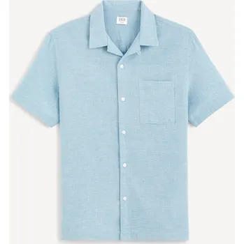 Pánská košile Celio Lněná košile Fatext 1129581 Modrá S