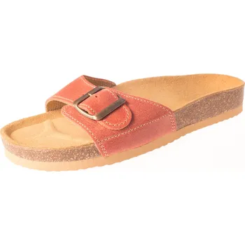 Dámské pantofle Dámské kožené pantofle jednoprackové korálové 41