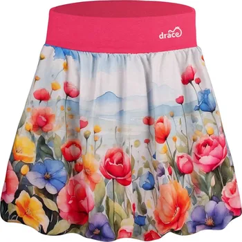 Dívčí šaty DRÁČE Dívčí balonová sukýnka, pestrobarevná louka Velikost: 104-110