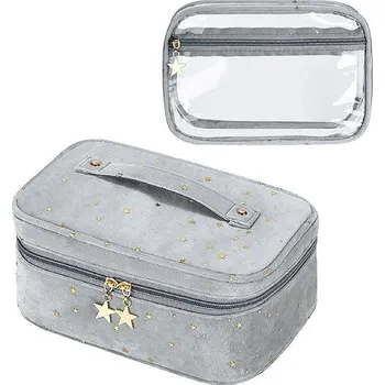 Kosmetická taška Livefy Kosmetická taška Stars 2 in 1, sivá
