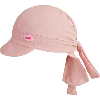 Kojenecká čepice DRÁČE Letní bavlněný šátek pirát kšilt Mušelín, pudrově růžový 1-3roky