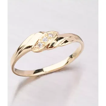 Prsten Dámský prsten žluté zlato 585 zirkon 451P-110501 velikost 55