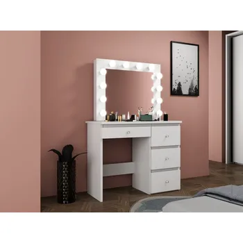 Toaletní stolek MaDe Toaletní stolek s kosmetickým zrcátkem LED, diamantový, bílý