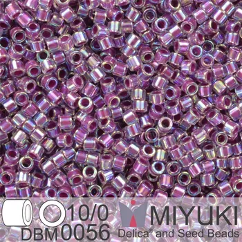 Korálek Korálky Miyuki Delica 10/0. Barva Raspberry Lined Crystal AB DBM0056. Balení 5g.