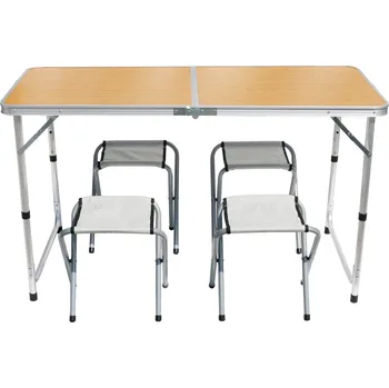 kempingový stůl Kempingová sestava s hnědým stolem