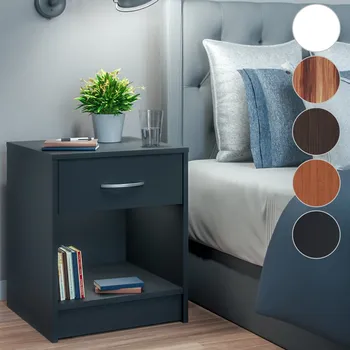 police Casaria® Noční stolek Hamburg – sada 2 ks, antracit, 50×40×35 cm