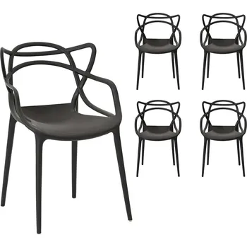 Jídelní židle Moderní židle Split - černá sada x4