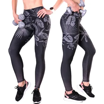 Dámské legíny 2skin OMBRE JUNGLE black dámské legíny černá S