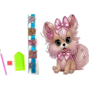 Diamantové malování NORIMPEX Růžový pejsek 23 × 30 cm