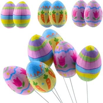 Velikonoční dekorace Velikonoční vajíčka na drátku motivem mrkev, tulipán - 6 kusů