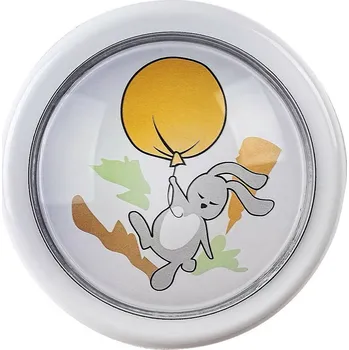 Dekorativní svítidlo Rabalux 76073 dětské push light noční osvětlení Hopply - zajíček a balon, 0,3W, 5lm, 6000K, pr. 10 cm, bílá