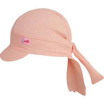Kojenecká čepice DRÁČE Letní bavlněný šátek pirát kšilt Mušelín, meruňkový 1-3roky