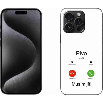 Pouzdro na mobilní telefon Gelový kryt mmCase na iPhone 15 Pro Max - pivo volá bílé pozadí