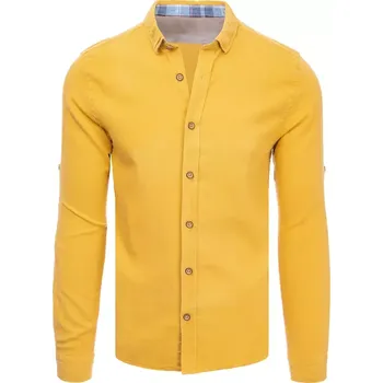 Pánská košile Pánská slim fit košile v hořčičné barvě DStreet žlutá 3336053