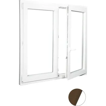 Okno ALUPLAST Plastové okno dvoukřídlé dekor/bílé 110x130 Barva: Ořech/bílá, Otvírání: Pravé, Zasklení: Dvojsklo Ug= 1,1