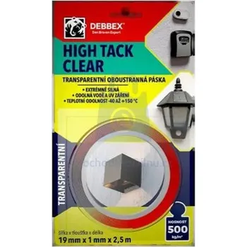 Lepicí páska Páska oboustranná HIGH TACK CLEAR, Den Braven 19 x 1 mm, 2,5 m, transparentní, balení 1 ks