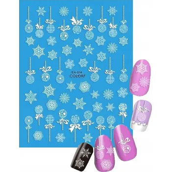 samolepka Samolepky 5D na nehty s vánočními motivy SNĚHOVÉ VLOČKY E14