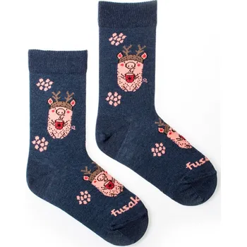 Dámské ponožky Dětské ponožky Prasátko v zimě XS (19 - 22)