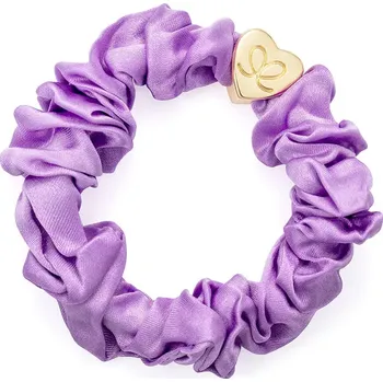 Gold Heart Silk Scrunchie Lilac
