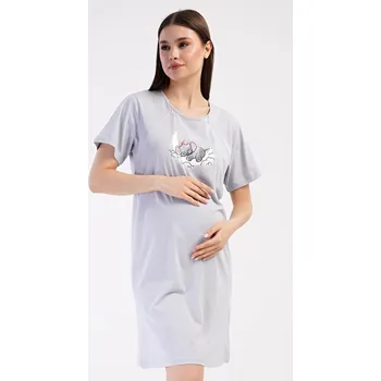 Dámská noční košile Vienetta Dámská noční košile mateřská Sweet dreams: světle šedá XL