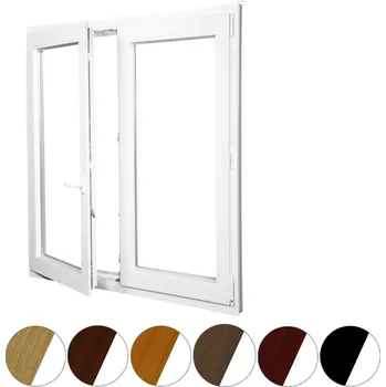 Okno ALUPLAST Plastové okno dvoukřídlé dekor/bílé 100x150 Otvírání: Levé, Zasklení: Dvojsklo Ug= 1,1