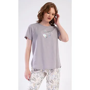 Dámské pyžamo Vienetta Dámské pyžamo kapri Alex: šedá 1XL