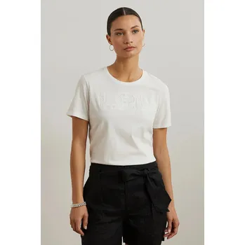 Bavlněné tričko Lauren Ralph Lauren dámské, bílá barva, 200971071 00X, vel. M