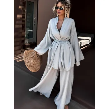 Béžový mušelínový zavazovací cardigan CHANIA Velikost: ONESIZE