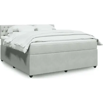 Postel vidaXL Box spring postel s matrací 180x200 cm samet [3287812] Barva: světle šedá