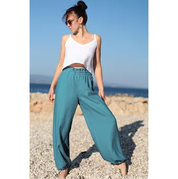 Dámské kalhoty Lotika České lněné harémky zeštíhlující 1083969