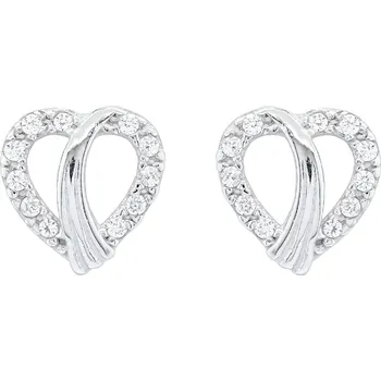 Náušnice Náušnice z bílého zlata ve tvaru srdce se zirkony 745239001012010700