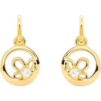 Náušnice Dětské náušnice ze žlutého zlata s kytičkou s kameny 7452360010107900